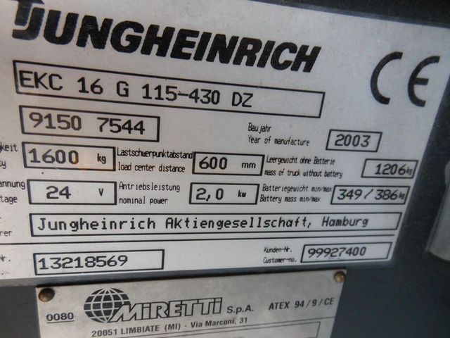 Jungheinrich Heftruck EKC16 G115-430DZ | JvD Aanhangwagens & Trailers [4]