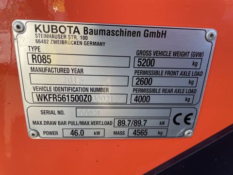 Kubota R085 Shovel/Wiellader Lepels Dichte Bak 2100UUR | Van Nierop BV [5]