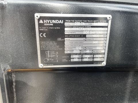 Hyundai Heftruck 2.5 Tons 4,80M Hefhoogte Triple Mast Sideshift Nieuw | Van Nierop BV [3]