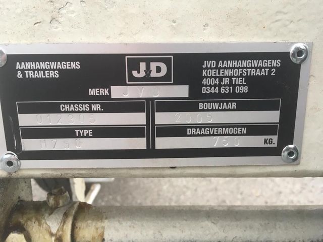 Diversen JvD 750 Enkelas Haspelwagen | JvD Aanhangwagens & Trailers [10]