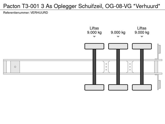 Pacton T3-001 3 As Oplegger Schuifzeil, OG-08-VG *Verhuurd* | JvD Aanhangwagens & Trailers [10]