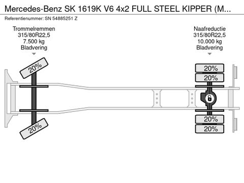 Mercedes-Benz 1619K V6 4x2 FULL STEEL KIPPER (MANUAL GEARBOX / REDUCTION AXLE / FULL STEEL SUSPENSION) | Engel Trucks B.V. [15]