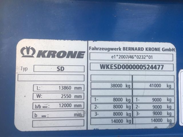 Krone SD  3 As Oplegger Schuifzeil - Schuifdak OS-53-GD | JvD Aanhangwagens & Trailers [12]