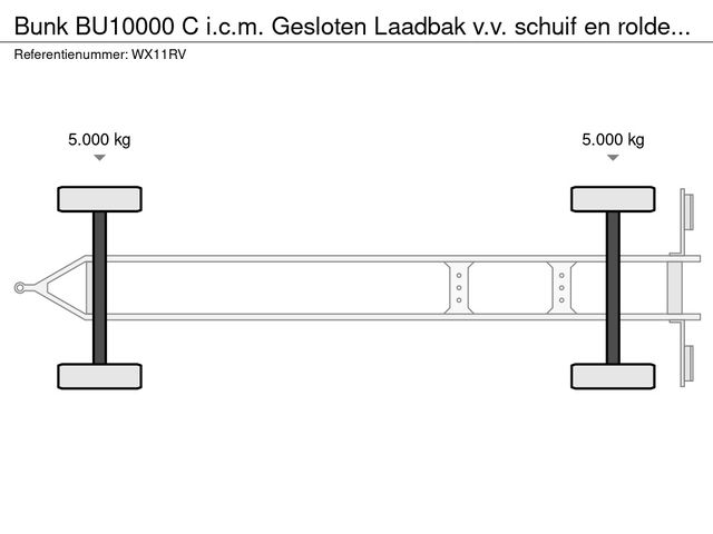 Bunk BU10000 C i.c.m. Gesloten Laadbak v.v. schuif en roldeuren, WX-11-RV | JvD Aanhangwagens & Trailers [25]
