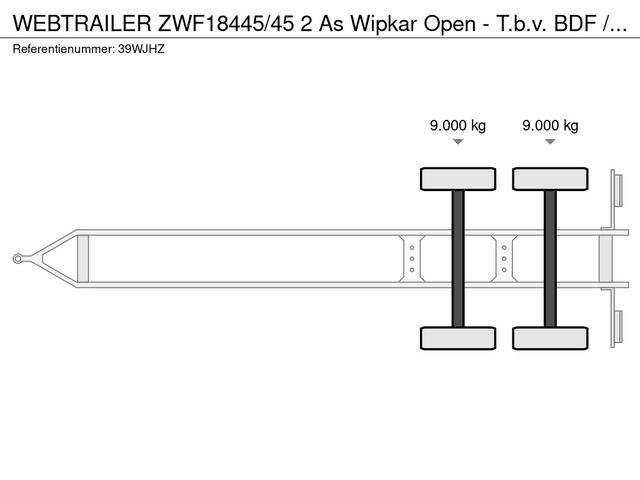 WEBTRAILER ZWF18445/45 2 As Wipkar Open - T.b.v. BDF / 20 Ft. Containers, 39-WJ-HZ | JvD Aanhangwagens & Trailers [19]