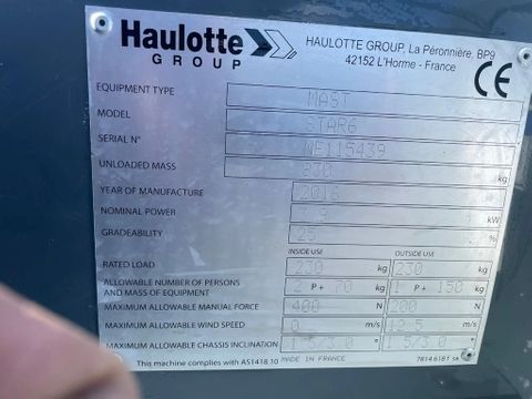 Haulotte
STAR 6 | 5.8 METER | 230 KG | Hulleman Trucks [14]