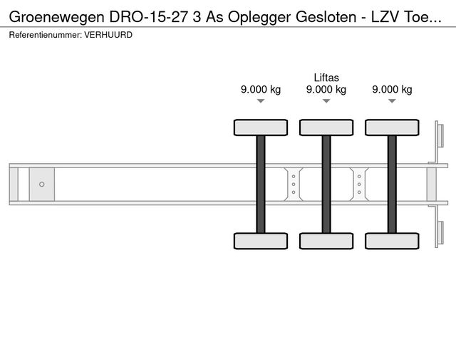 Groenewegen DRO-15-27 3 As Oplegger Gesloten - LZV Toepasbaar , OK-49-ZP *Verhuurd* | JvD Aanhangwagens & Trailers [18]