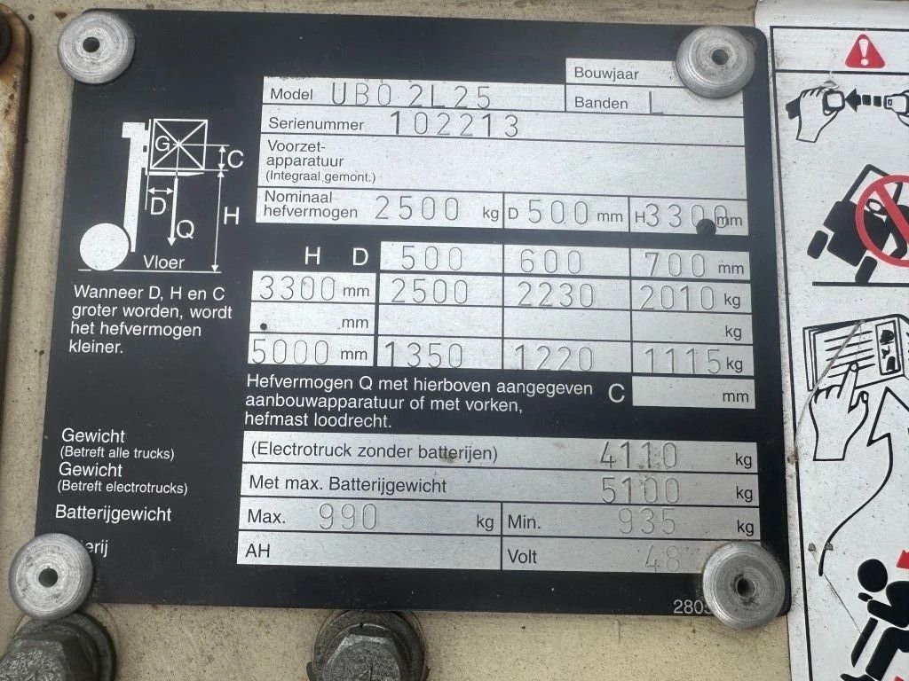 Te koop: Nissan 2.5 ton Duplex Elektra Heftruck 5 meter hefhoogte