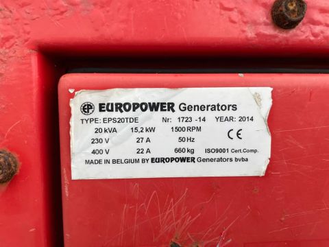 Europower
EPS20TDE | 20KVA | 400/230V | Hulleman Trucks [11]