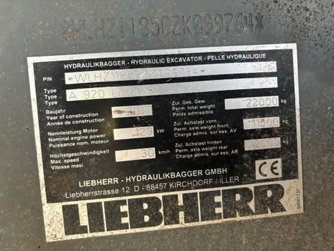 Liebherr A920 Litronic Overslagkraan OilQuick AutoSmering 11900 UUR | Van Nierop BV [21]