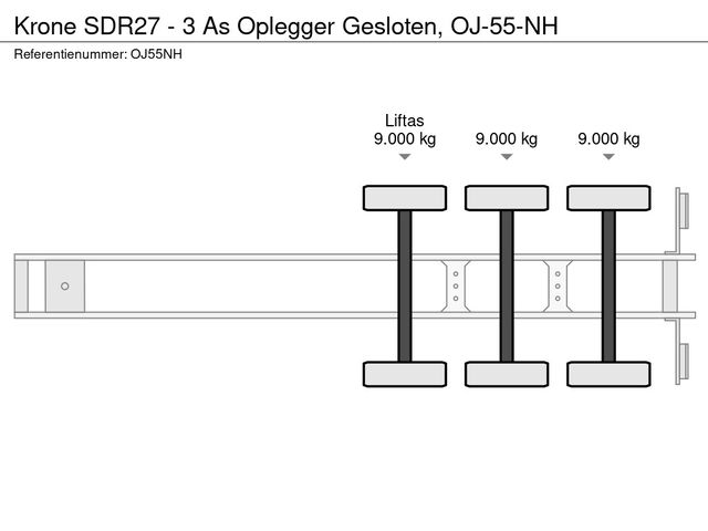 Krone SDR27 - 3 As Oplegger Gesloten, OJ-55-NH | JvD Aanhangwagens & Trailers [27]