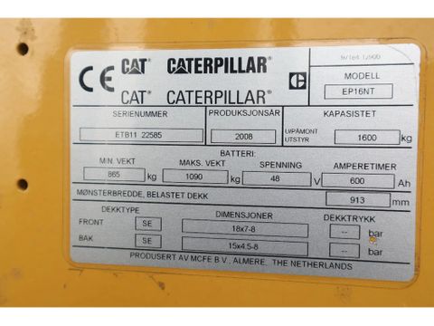 Caterpillar
EP16 NT | 1.6 TON | DUPLEX | 3&4TH FUNCTION | Hulleman Trucks [20]