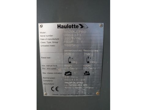 Haulotte
HA 20 LE PRO | HYBRID | 20 METER | 265 HOUR! | Hulleman Trucks [20]