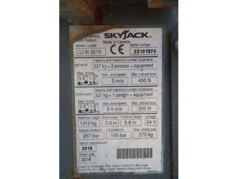 Skyjack
SJ III 3219 | 7.62 METER | 249 KG | Hulleman Trucks [17]