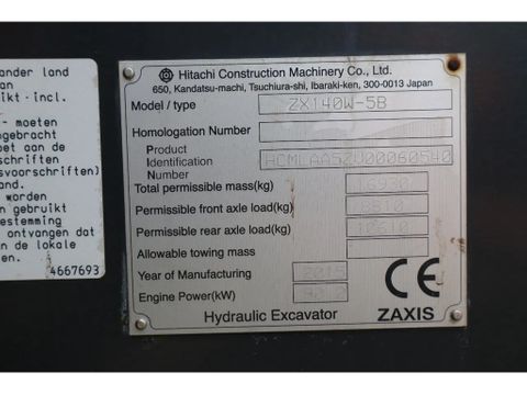Hitachi
ZX 140 W-5B | TILT QC | BUCKET | DOZER BLADE | DUTCH REG. | Hulleman Trucks [20]