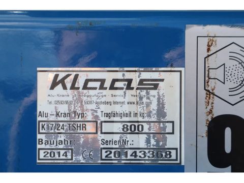 Klaas
K17/24 TSHR | 24 METER | 800 KG | TRAILER CRANE | DACHDECKER | Hulleman Trucks [18]
