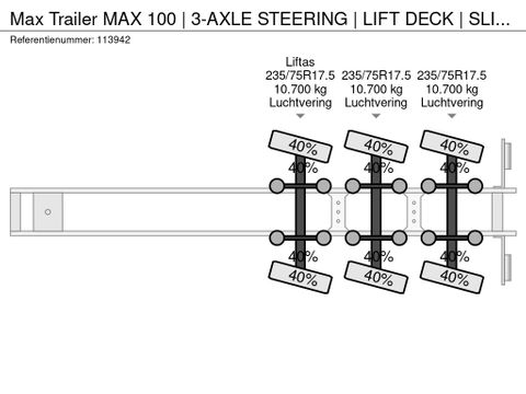 Max Trailer
MAX 100 | 3-AXLE STEERING | LIFT DECK | SLIDING RAMPS | REMOTE | Hulleman Trucks [19]