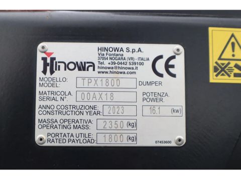 Hinowa
TPX1800 | TRACKED FORKLIFT | 1.8 TON | EXT FORKS | Hulleman Trucks & Machinery B.V. [10]